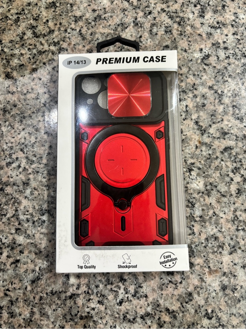 Premium Red Protective Phone Case with Ring Kickstand for iPhone 14/13